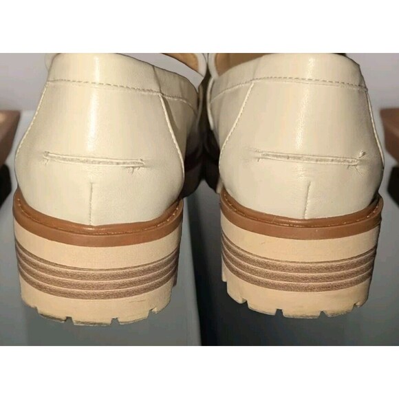 ZBY Cream Platform Chunky Loafers with Gold Accent Size 10 - Picture 5 of 6